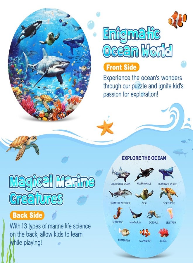 DIGOBAY Underwater Ocean Floor Puzzle for Kids Ages 4-6, Shark Toys for Boys Girls, 70 Pieces Large Jigsaw Shark Puzzles for Kids Ages 3-8, Educational Ocean Animals Toys for Birthday Christmas - Image 3